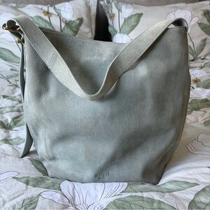 Margot Mint Green Suede Shoulder Bag